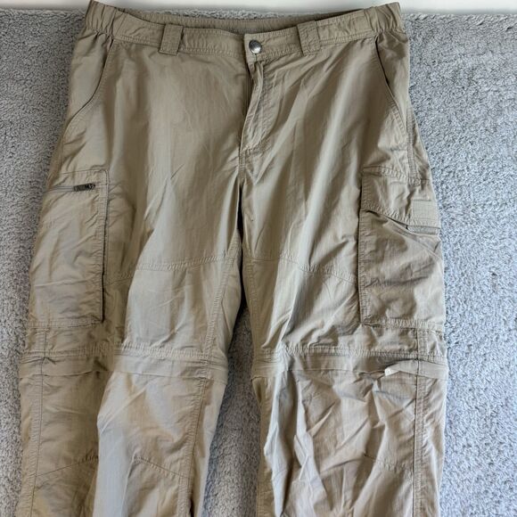 Columbia Pants Mens 38x34 Beige Cargo Hiking‎ Convertible Zip Off Omni Shield - Picture 2 of 11